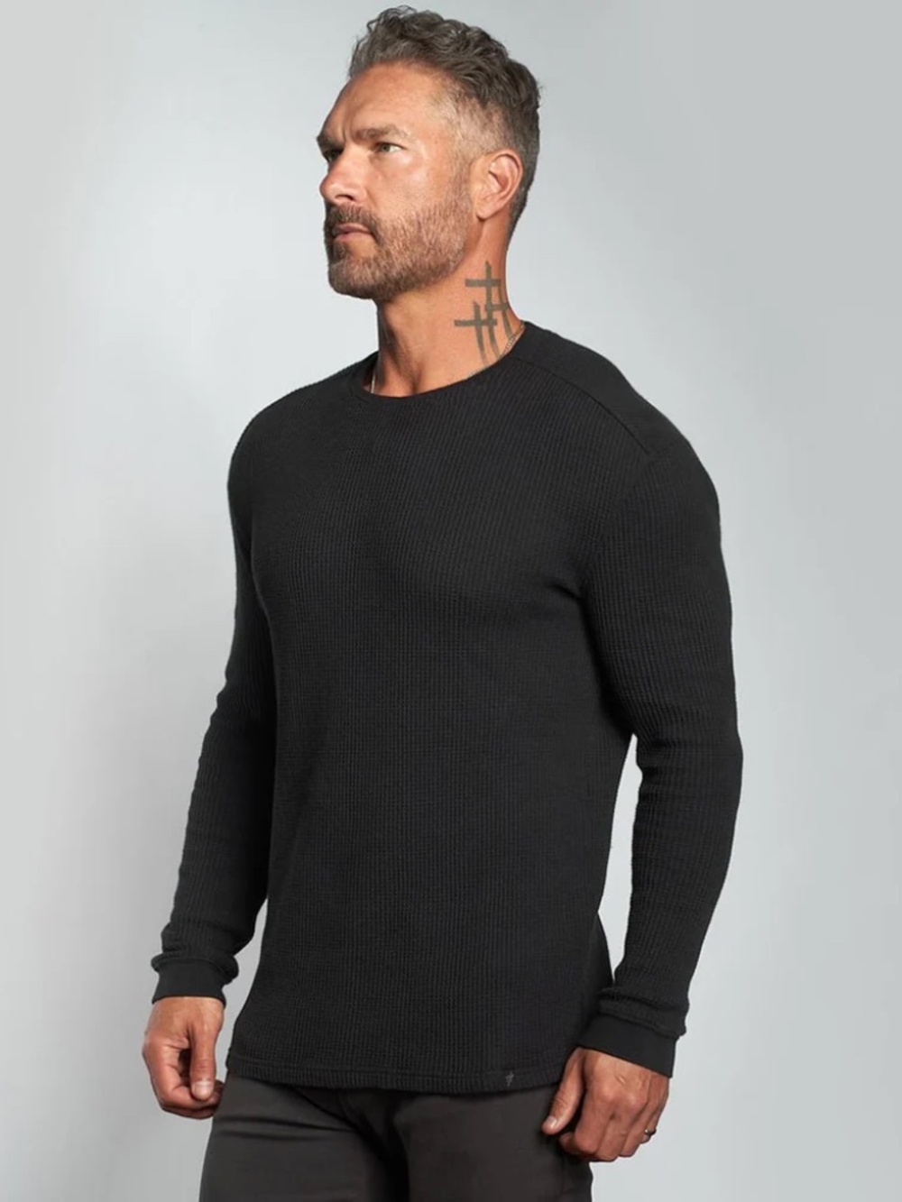 Weston Jon Boucher Nova Waffle Textured Slim Fit Crew Neck L Washed Black